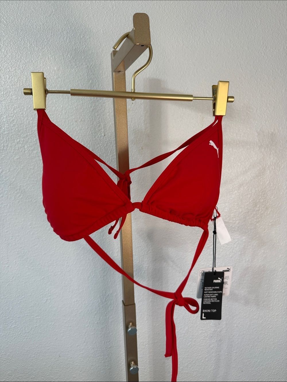 Puma Red Triangle String Bikini Top- LARGE- NWT